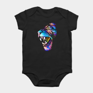 Growling Mouth Open Bengal Lion Baby Bodysuit